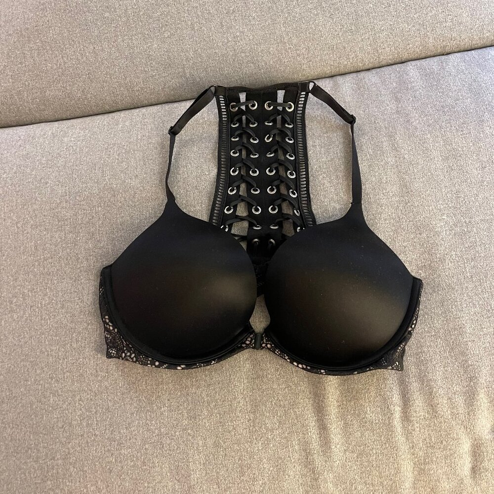 Victoria's Secret Very Sexy Bombshell Front-Close Lace-up Bra Size 34C